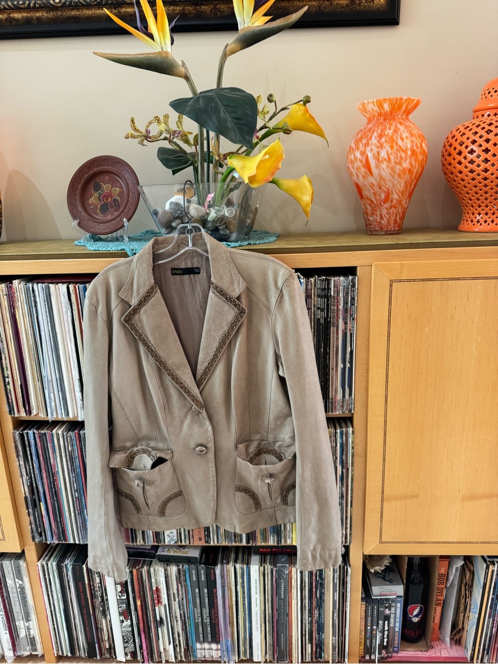 PRICE DROP: NWT, VTG RARE,ENEZ, 44, lined, taupe/tan LAMBSKIN LEATHER JKT, ITALY